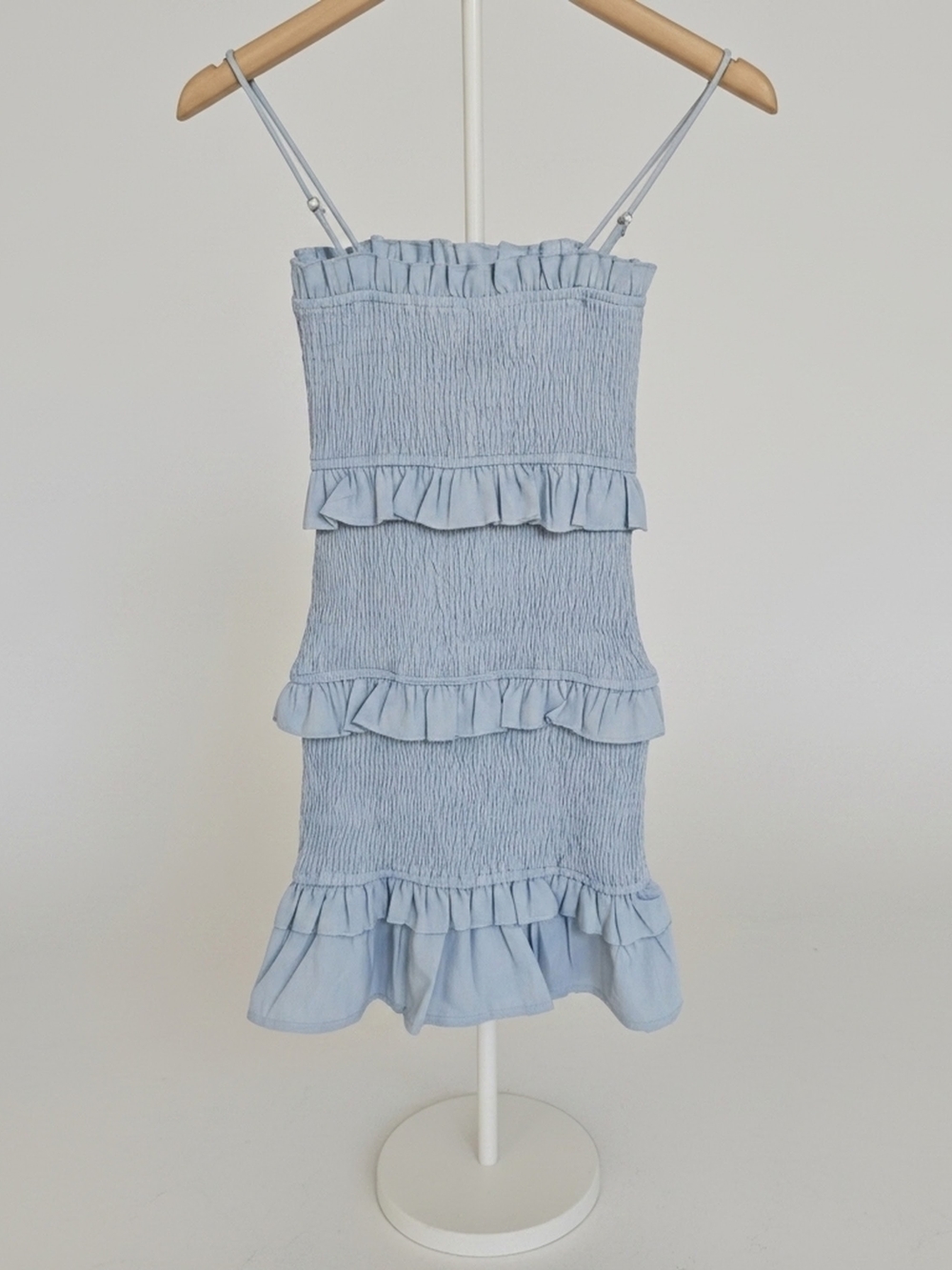 NWT Hello Molly Powder Blue Smocked Ruffle Dress Womens / Teen Size XS